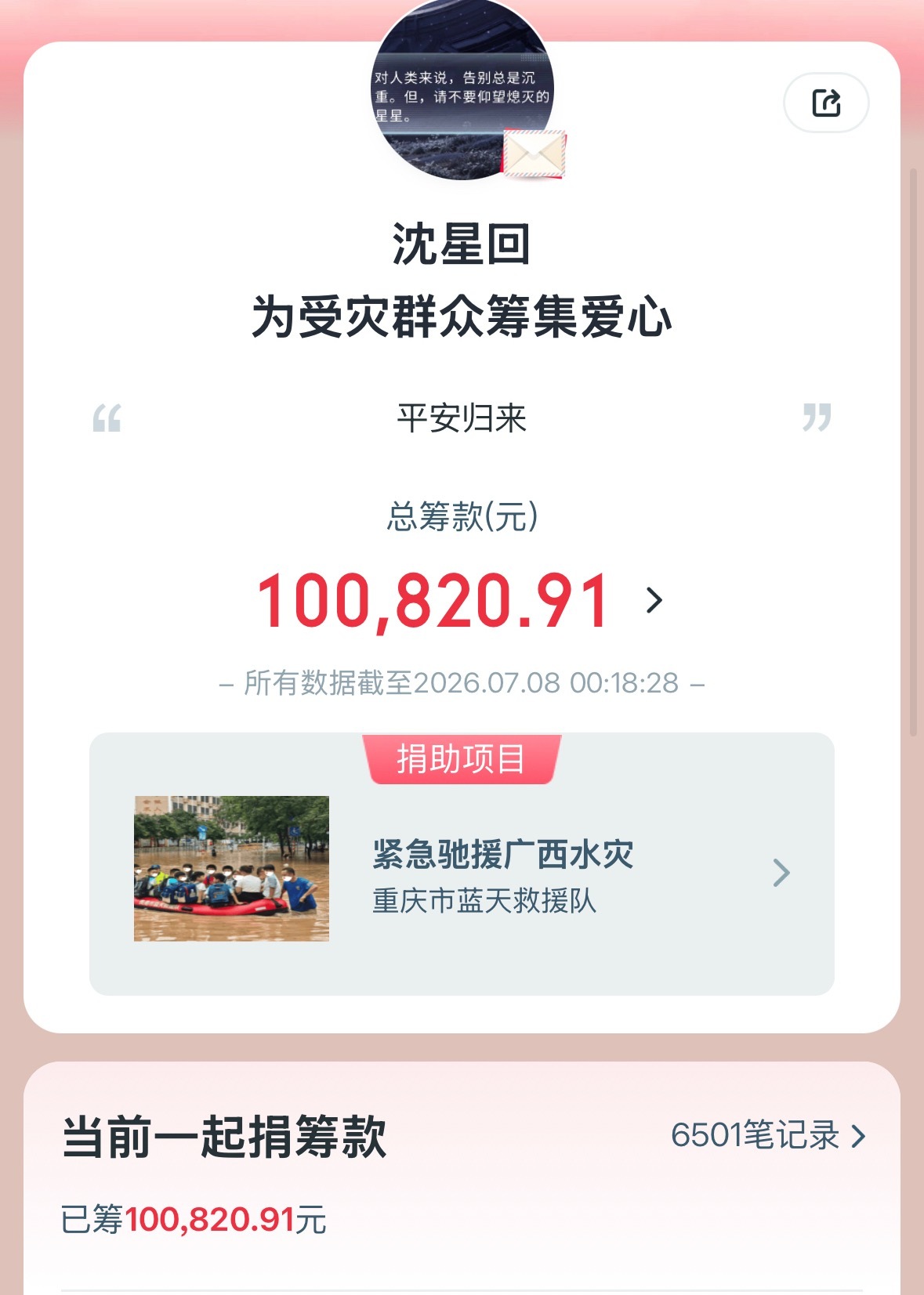 沈星回 ⭐️恋与深空 很多星姐参与爱心捐助 总额破10w了广西加油 希望早日渡过