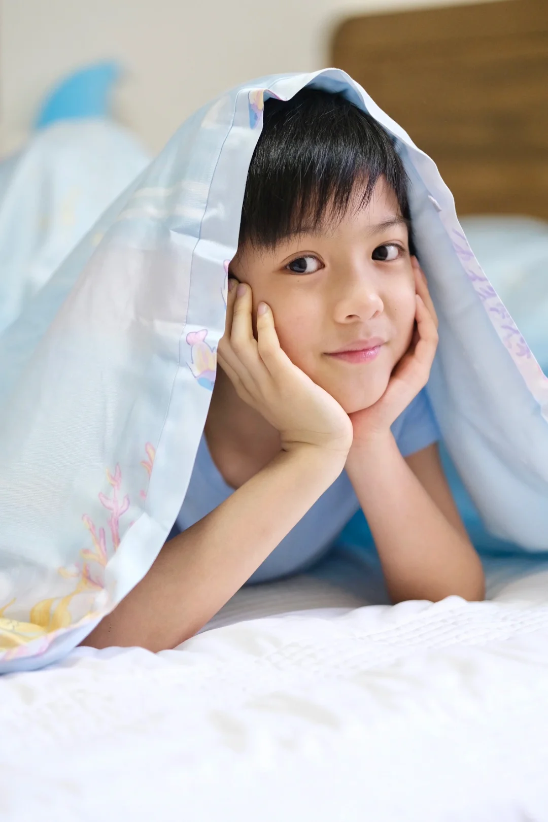 盖上这床云柔纱蚕丝被，儿子再没踢被子啦～