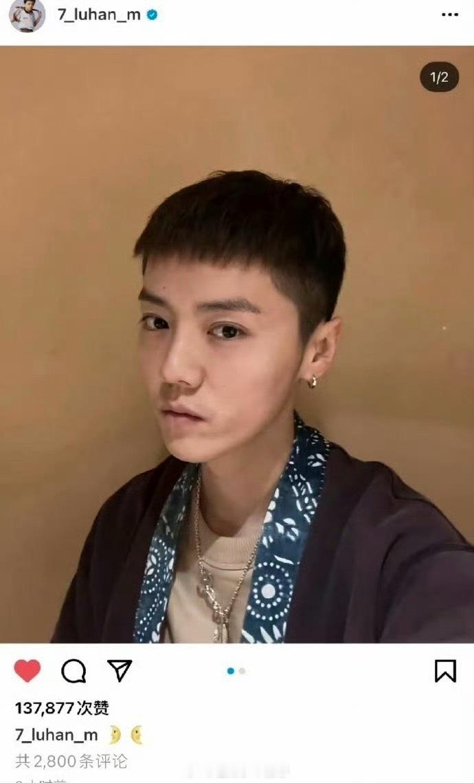 鹿晗寸头鹿晗寸头其实也挺帅的，就是感觉有点疲惫