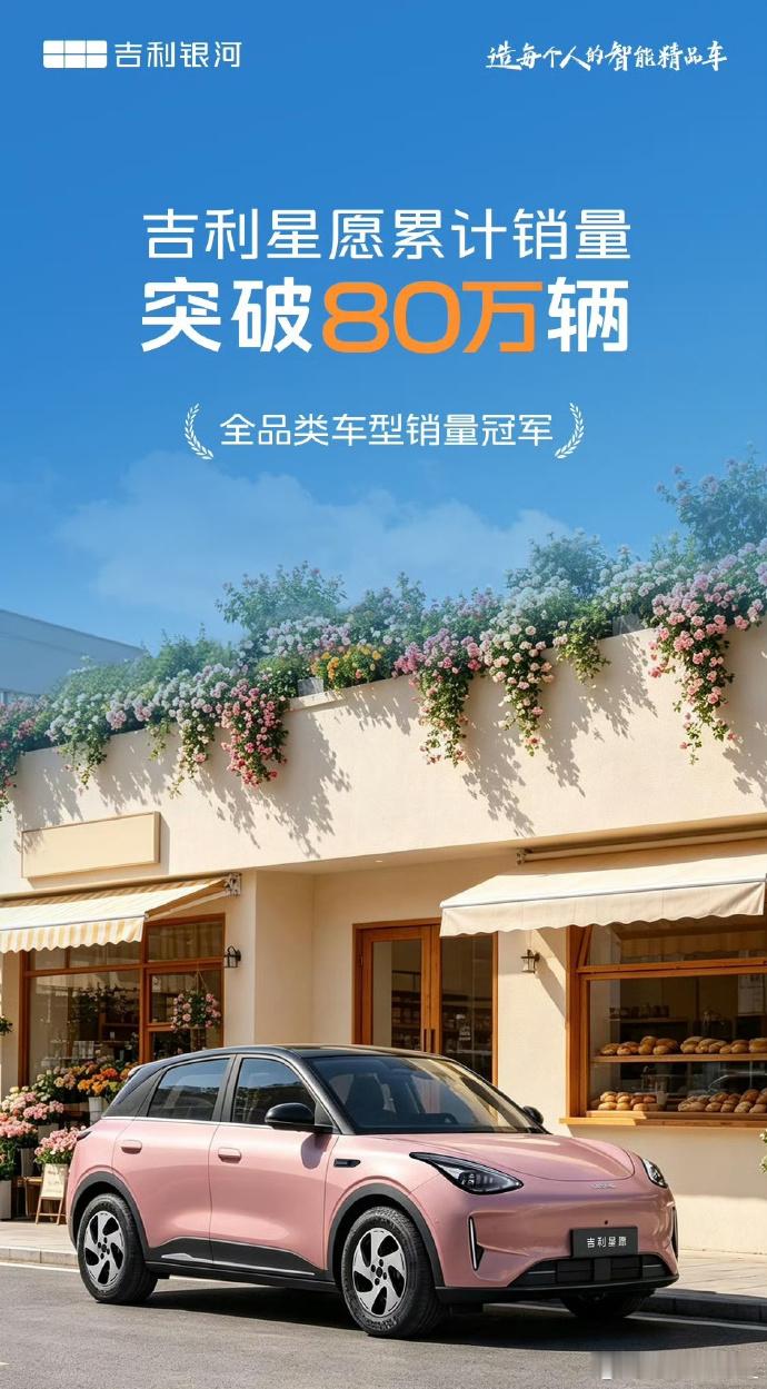 吉利星愿累计销量突破 80 万台吉利星愿累计销量突破80万辆吉利星愿