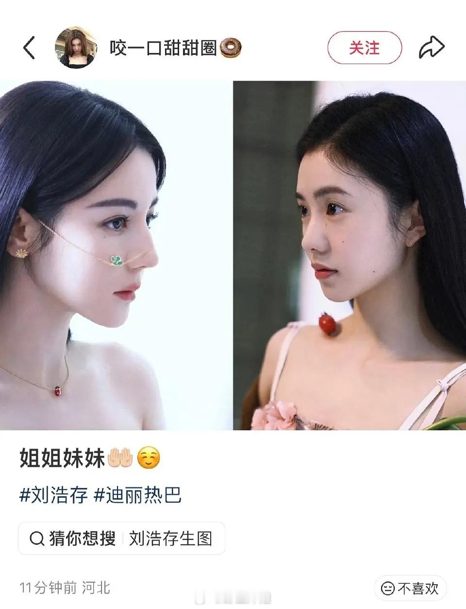 迪丽热巴和刘浩存是不是浓颜和淡颜侧脸之巅 