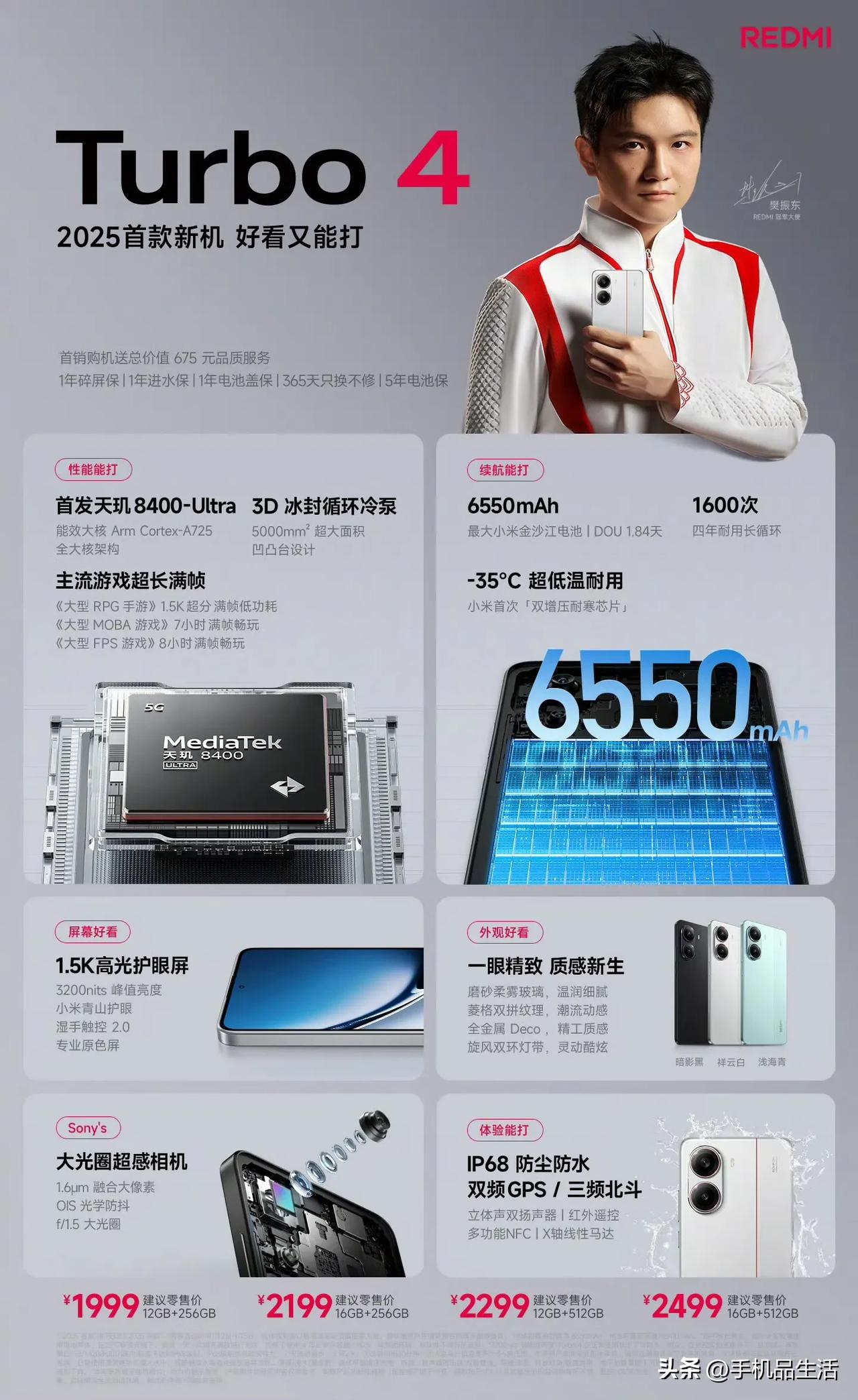 REDMI Turbo 4正式发布:首发天玑8400 Ultra，售价1999元