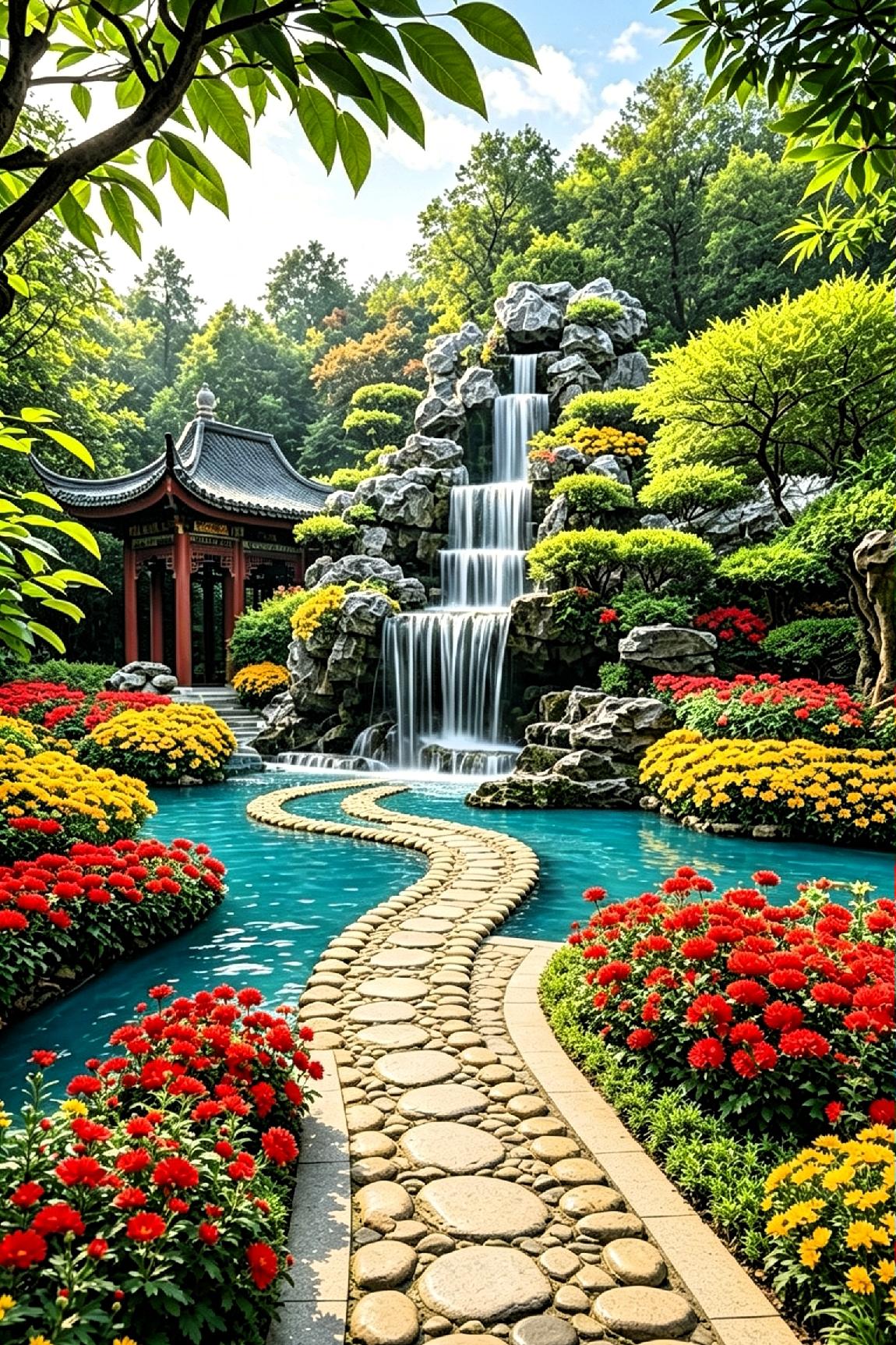 藏在山水间的东方诗意｜亭台听瀑，静赏清欢

 
层峦叠翠掩亭台，飞瀑流泉绕繁花。