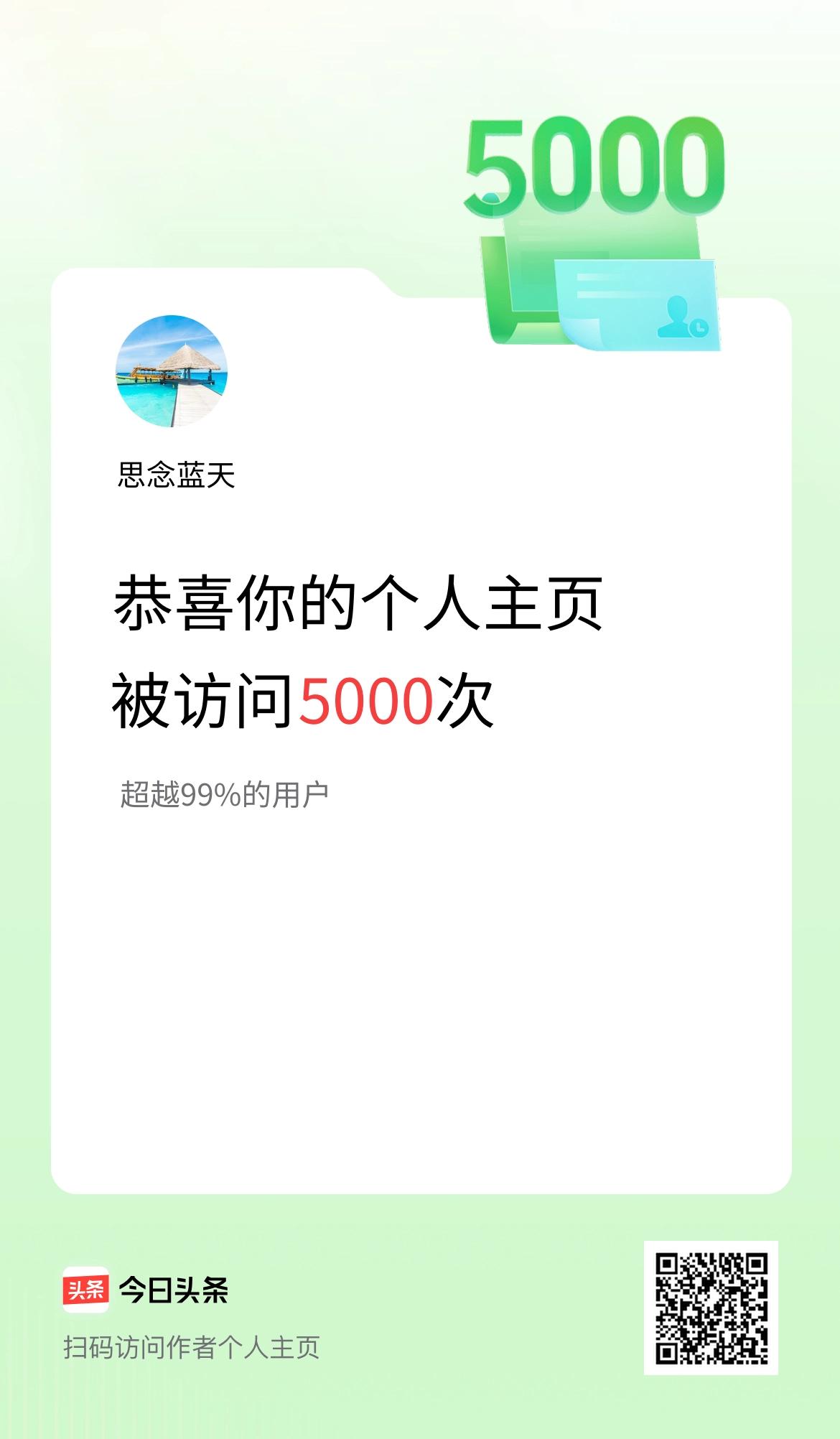 我的头条个人主页被访问5000次啦！