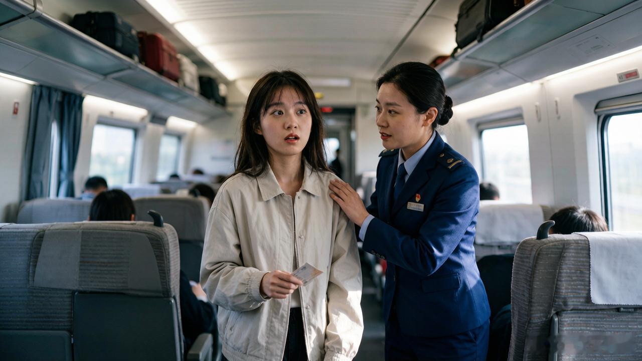 女乘务员悄悄拉走女生换车厢 近日，浙江一趟高铁上，一名陌生男子特意换座到独自乘车