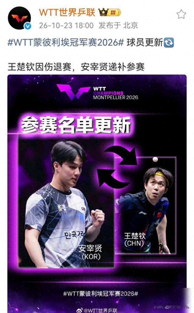 王楚钦官宣退赛蒙彼利埃，肩膝旧伤引热议，背后账本怎么算？