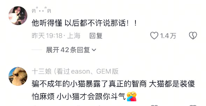 “完了，你儿子听得懂人话” ​ ​​​