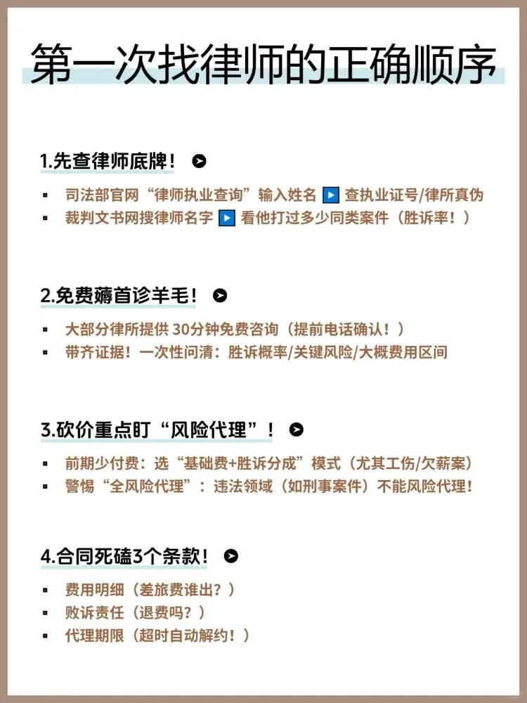 小白第一次找律师的正确顺序！