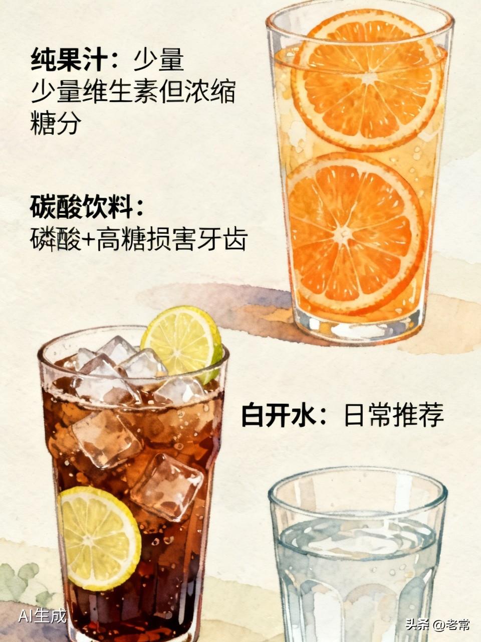 个人认为，碳酸饮料，磷酸+高糖，对牙齿有损害，加重身体代谢负担，一点也没有营养价