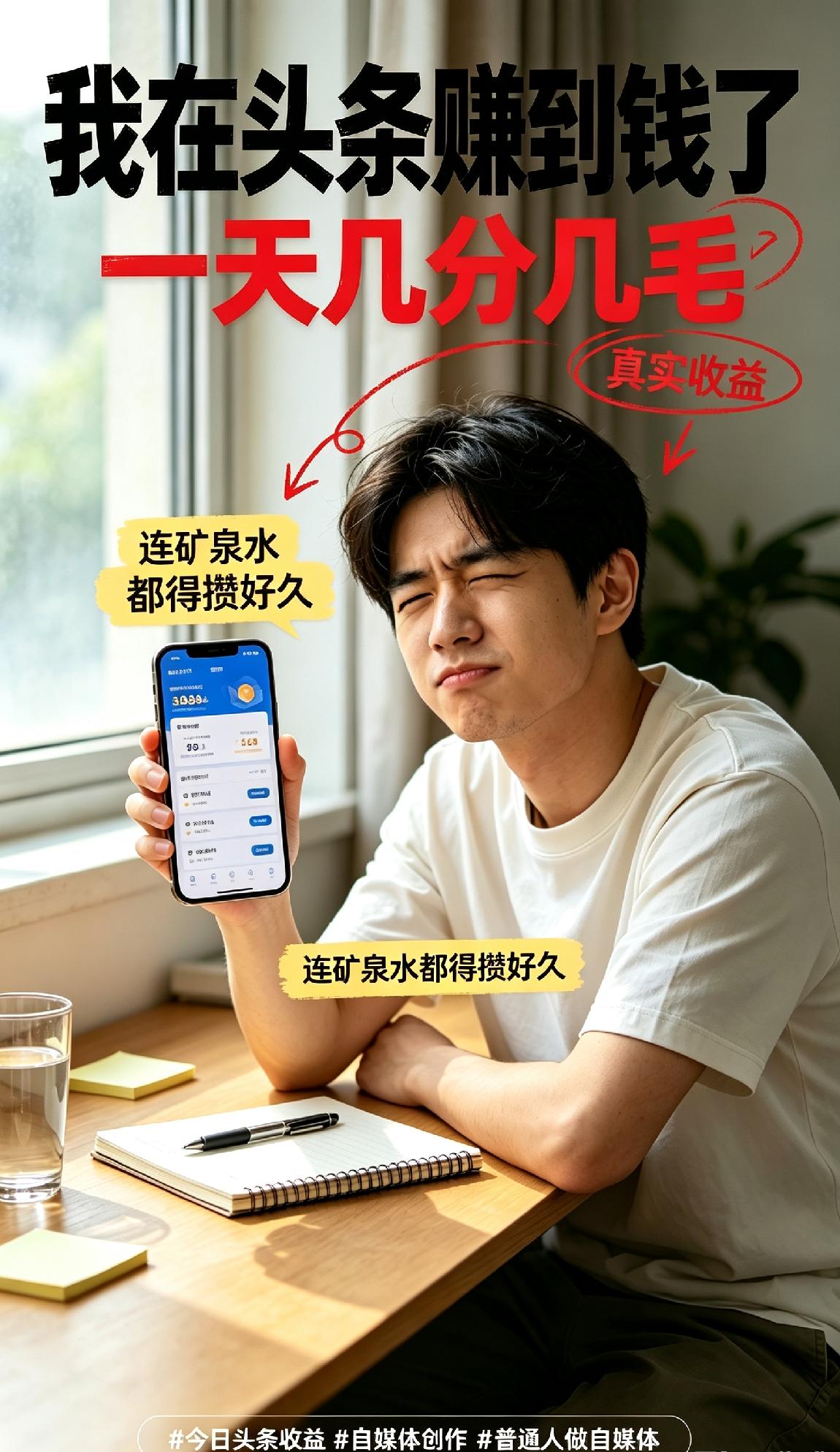 说出来不怕大家笑，在今日头条确实是赚到钱了。
就是数额比较“秀气”：流量稳的时候