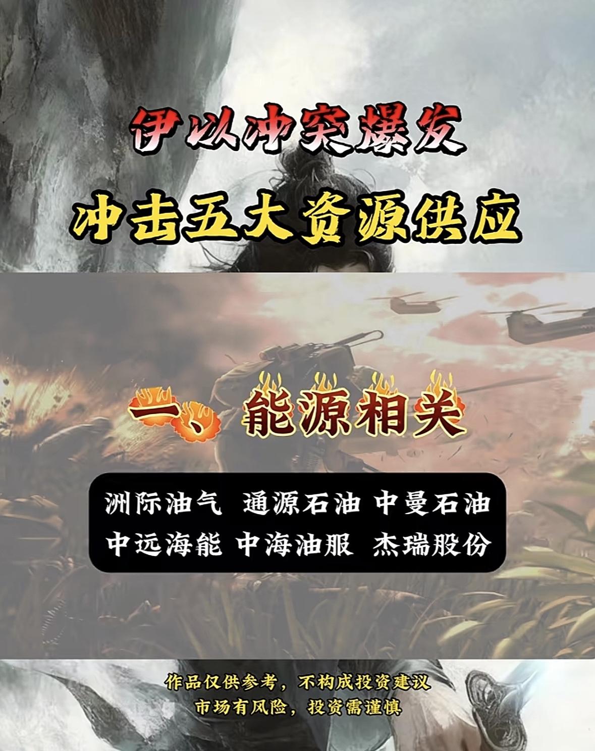 伊朗和以色列的资源大战真是一触即发，这局势让投资变得危机四伏。就说以色列突袭伊朗