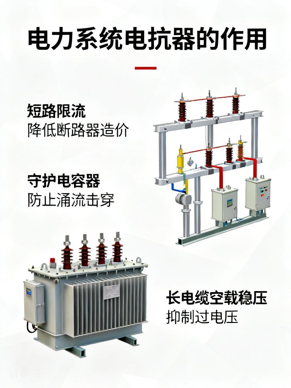 电力系统为什么一定要装电抗器？
1.短路限流，降低断路器造价
2.守护电容器，防