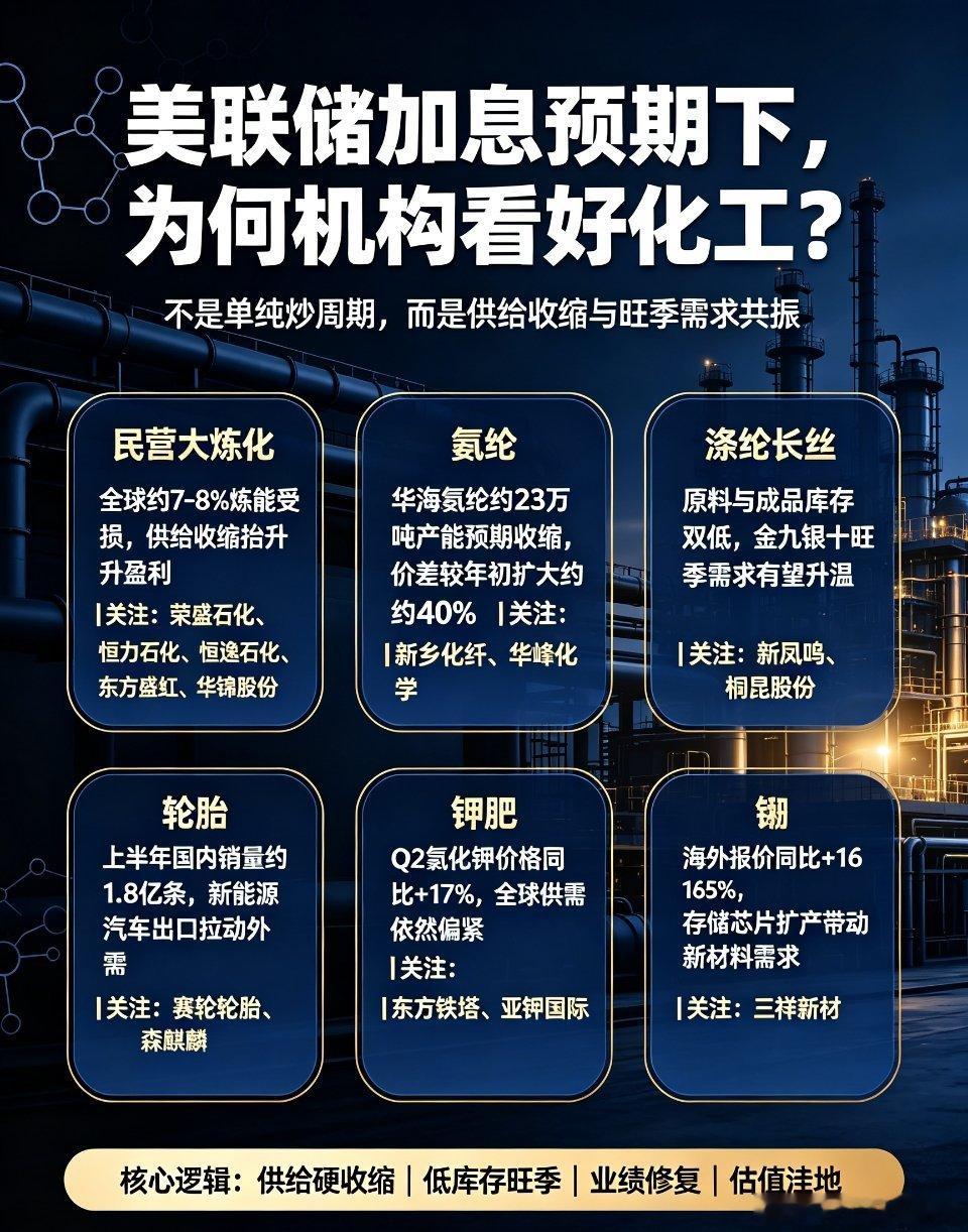 美联储加息预期下，机构为何集体看好9月化工板块？很多人会产生疑问：按照常规逻辑，
