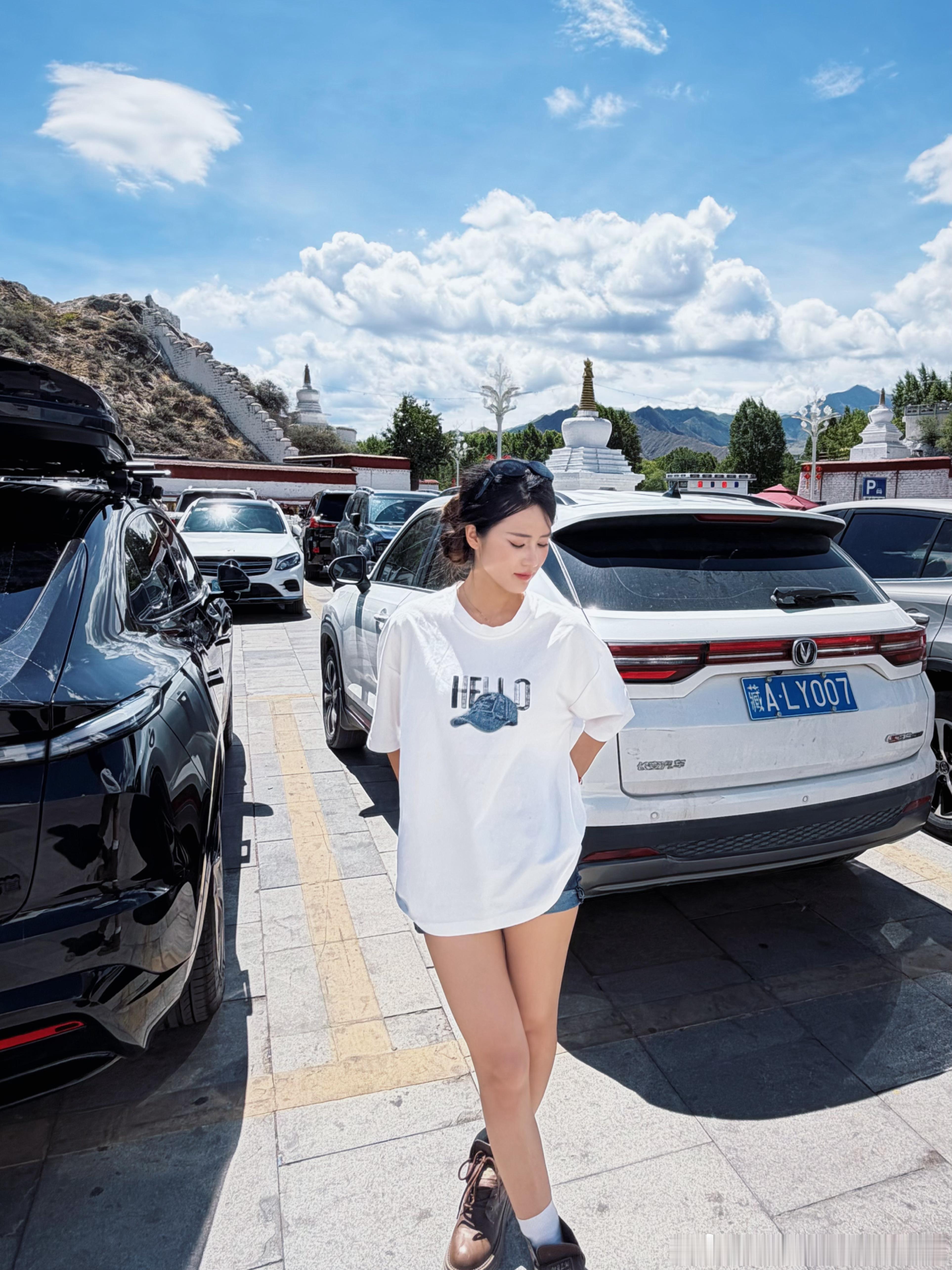 小李在布达拉宫拍写真我去洗了个车，平时不化妆，一化妆，我就差点没认出来 拉萨·布