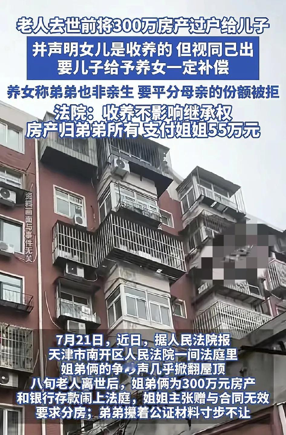 天津一对姐弟为了申请父亲的一套价值300万房产最近吵翻了天。父亲生前把这套房子过