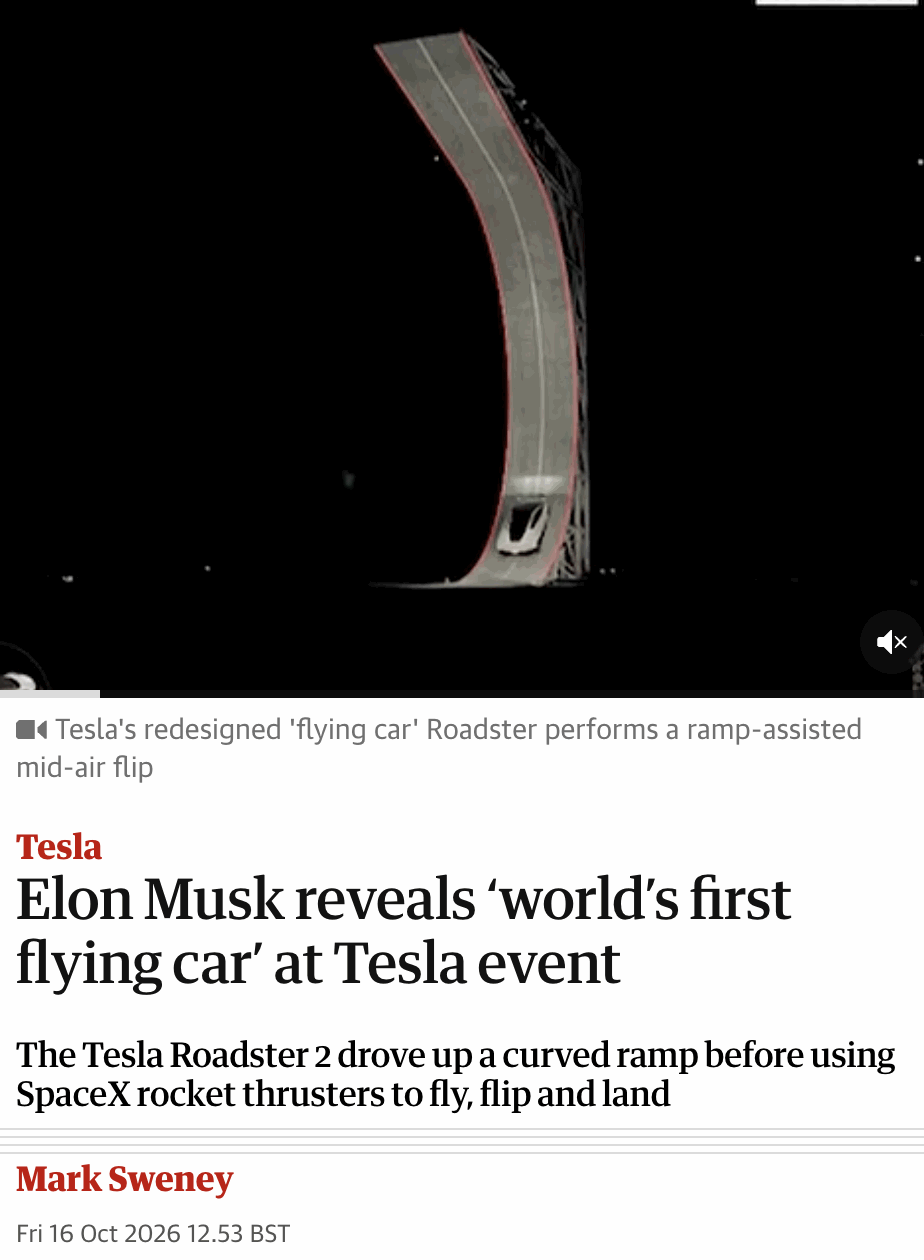 外媒：马斯克在得州SpaceX设施发布特斯拉Roadster 2，宣称其为"全球