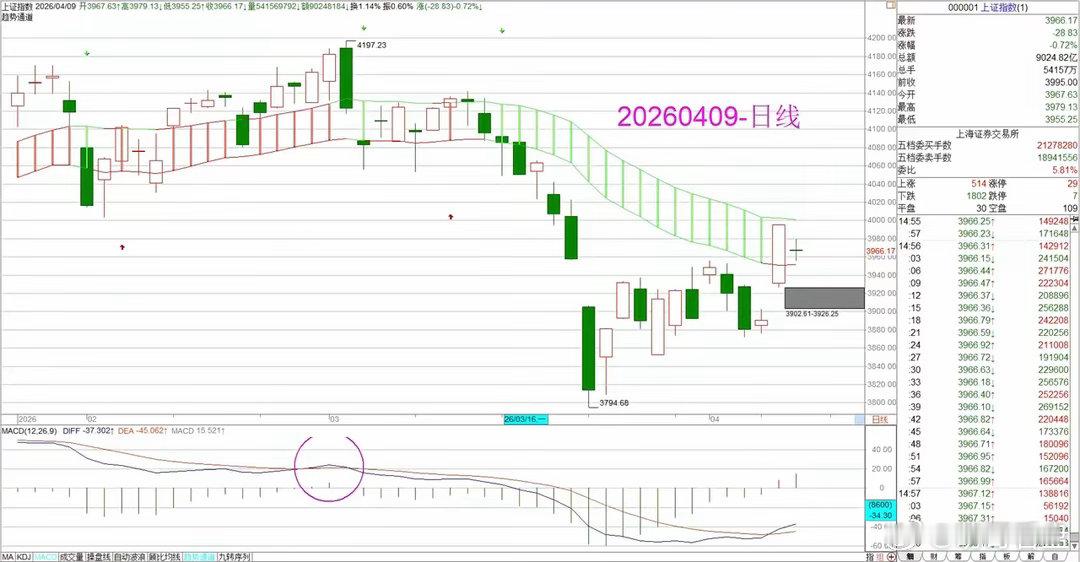 【明天（2026.4.10，星期五）：继续观望】今天低开，全天基本上是横盘震荡，