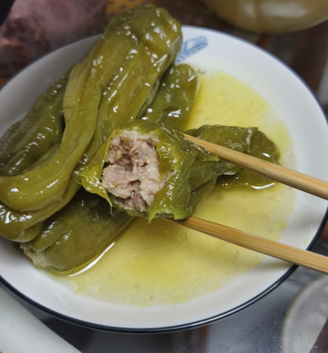 我姥姥做的青椒酿肉全世界最美味😋！ ​​​