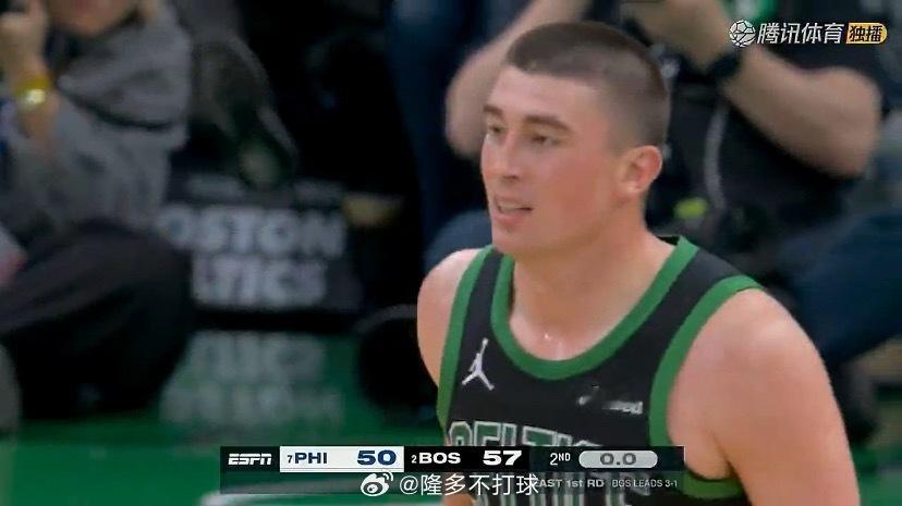 半场结束，凯尔特人57-50领先76人🔥塔图姆14分8篮板，布朗11分，普里查