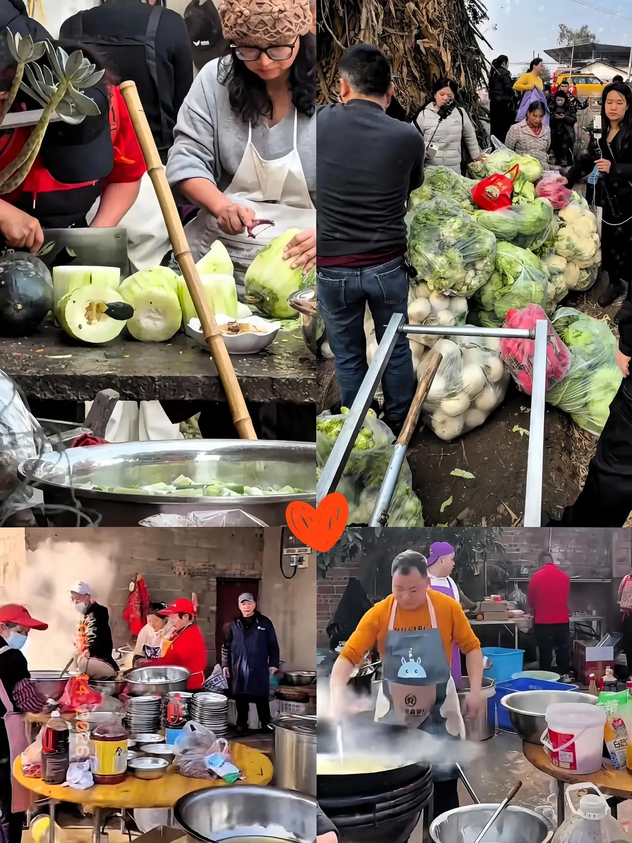 呆呆那场杀猪宴可真是大阵仗！当天光大米就蒸了一千多斤，菜品用料更是多到用卡车拉。