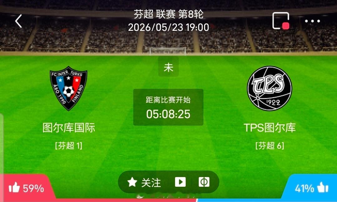 【足球】周六005芬超联赛方向：国际图尔库vsTPS图尔库芬超：国际图尔库VST