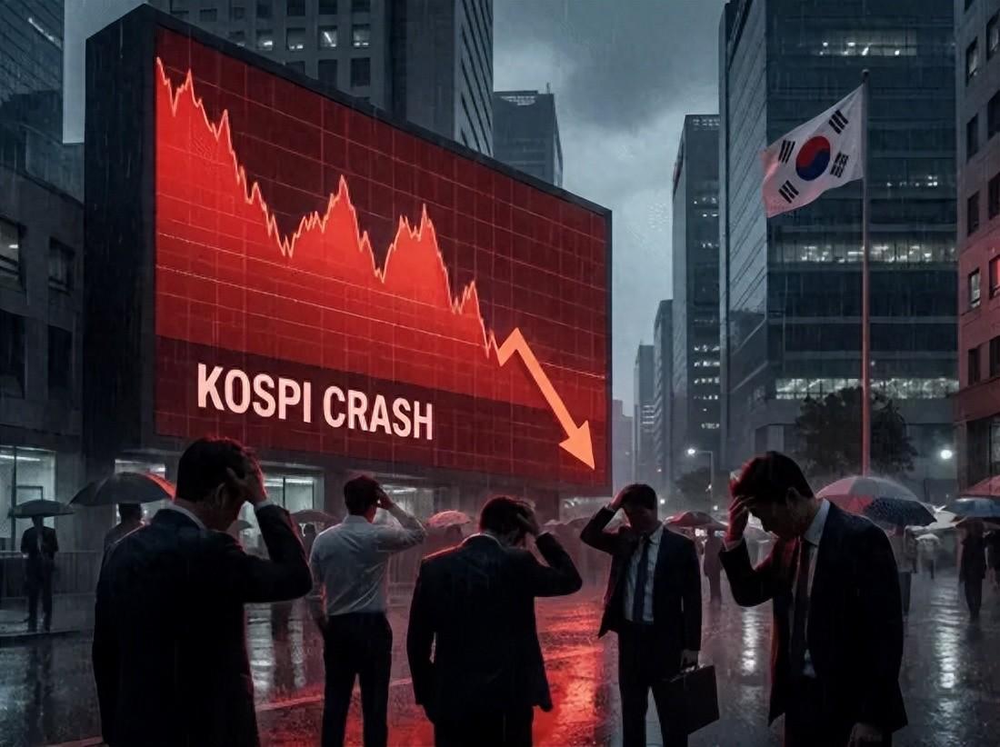 韩国股市，昨天上演了一场过山车。
KOSPI指数早盘大幅跳水，一度跌超4%，触发