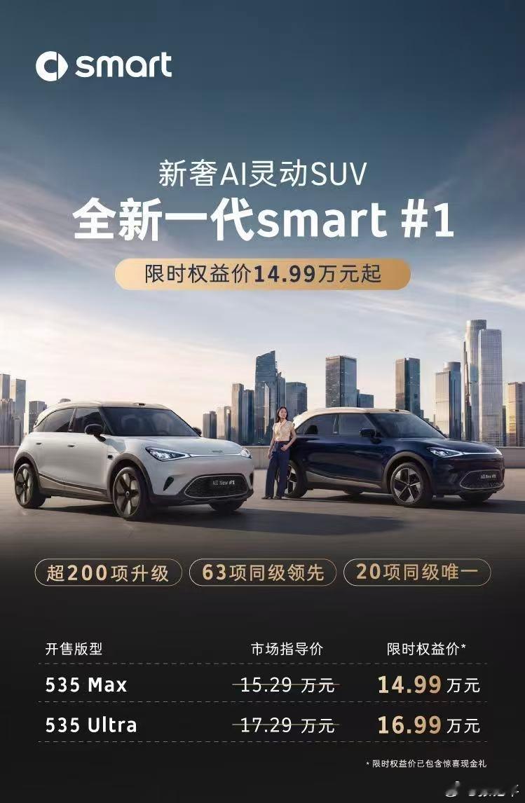 Smart精灵1和3，两款车的设计都很好看。曾经也都火过一阵，这次精灵1改款上市