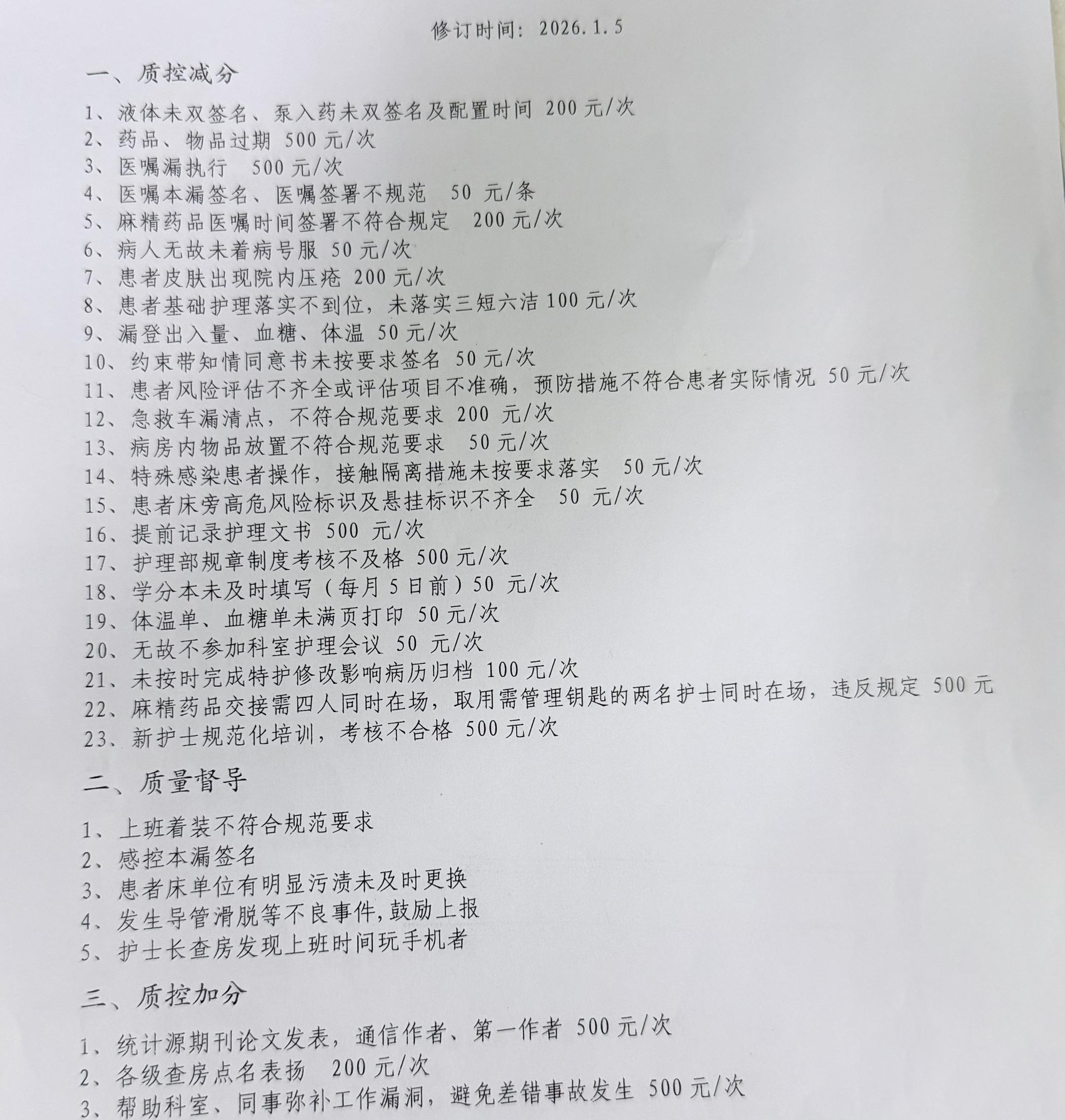 护士霸王条约。为什么会想出这么多罚款条例来了，现在这什么社会了，还要拿...