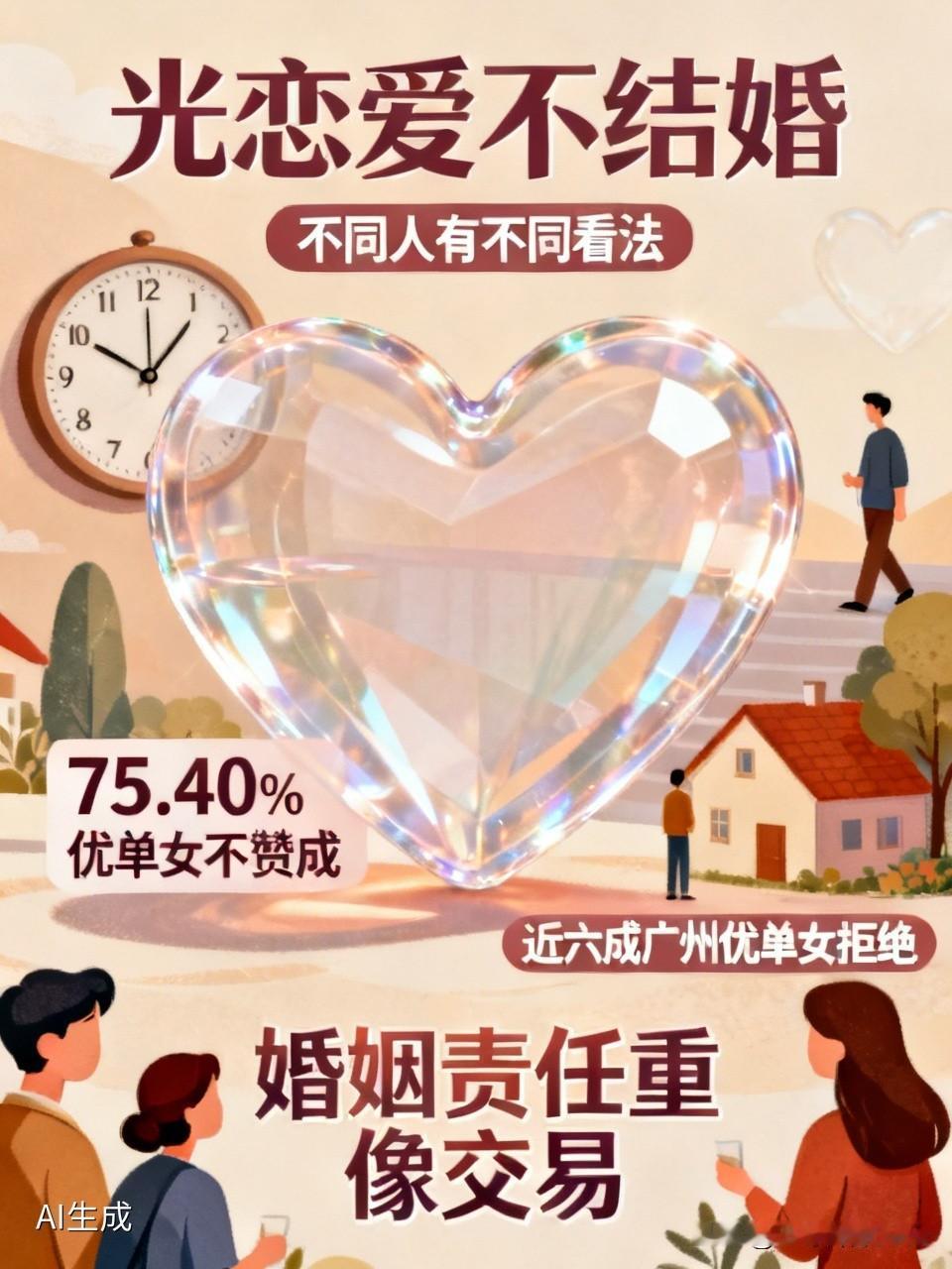 光恋爱不结婚这事儿，不同人有不同看法。从数据来看，75.40%的优单女不赞成，她