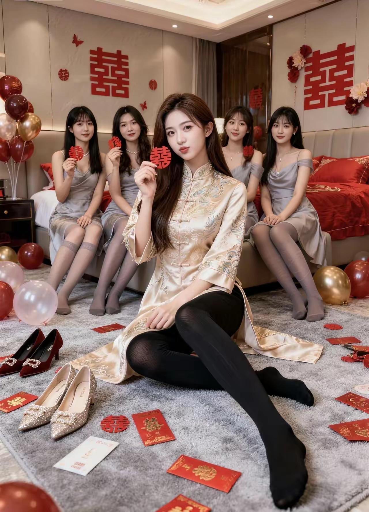 闺蜜团的新娘茶话会，喜气洋洋的婚礼准备！闺蜜团婚礼合影