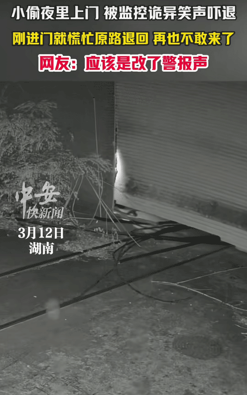 “这招绝了！”湖南，小偷夜里上门，他刚进门。突然传来诡异的笑声，吓得他慌忙原路退
