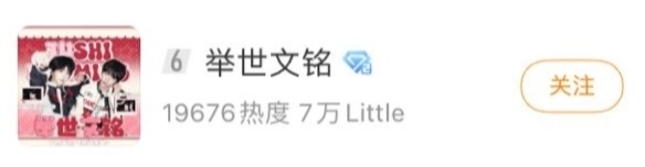 举世文铭从第六空降第六十四了