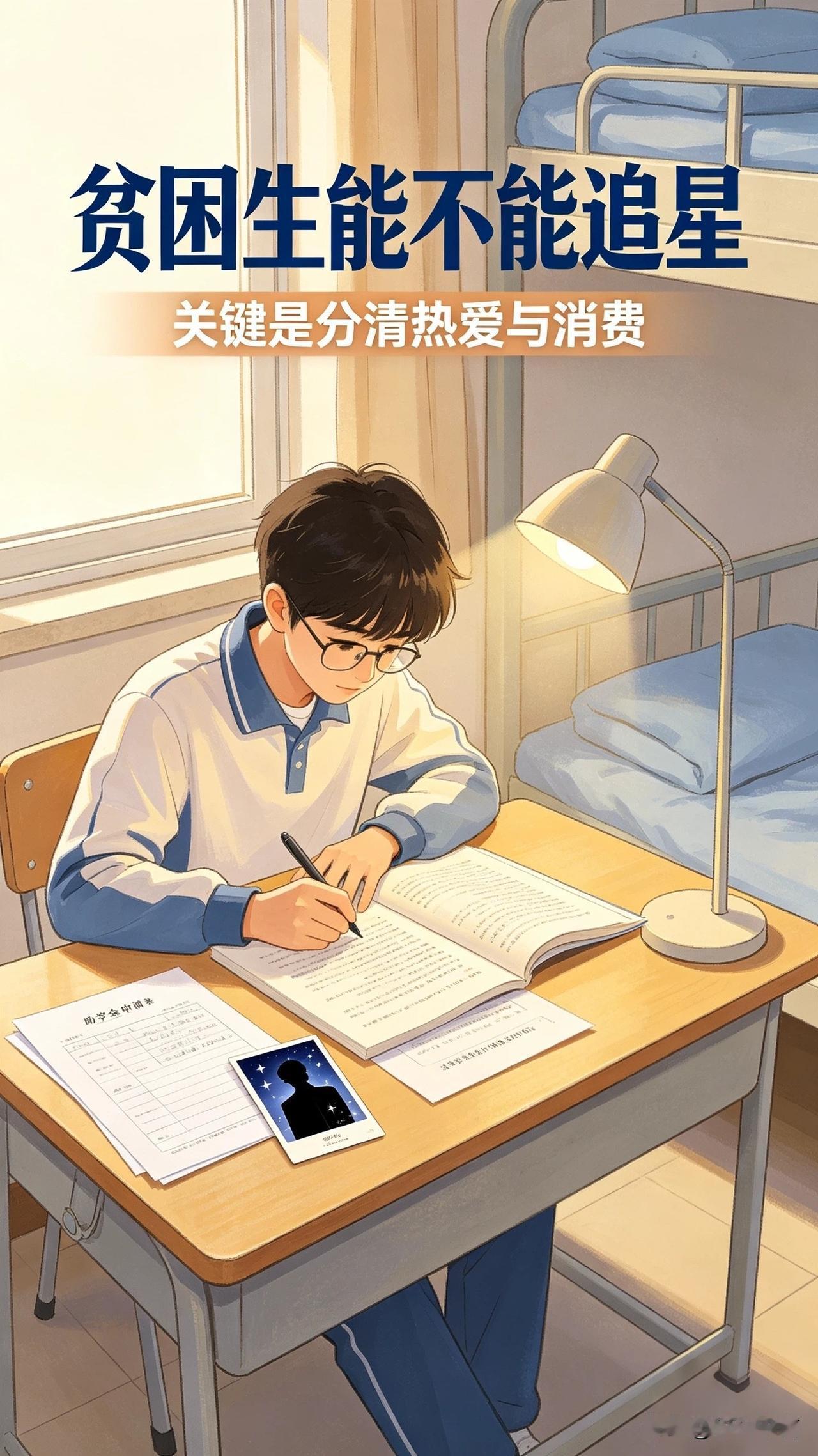 贫困生能不能追星

最近“贫困生能不能追星”引发了热烈讨论，很多网友各抒己见。其