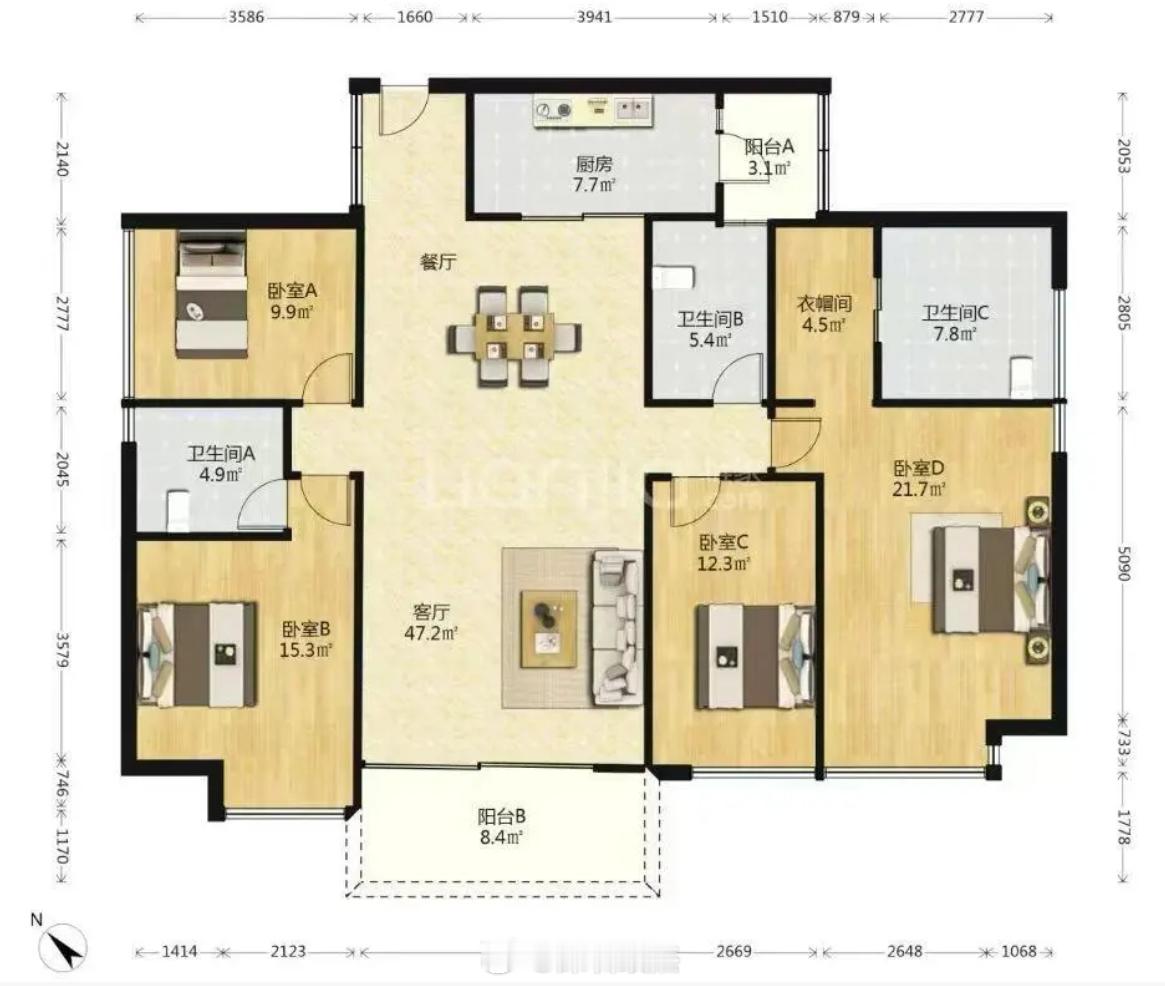 华润城润府二期190平4房，2200万成交，单价2200/190=11.5万。看