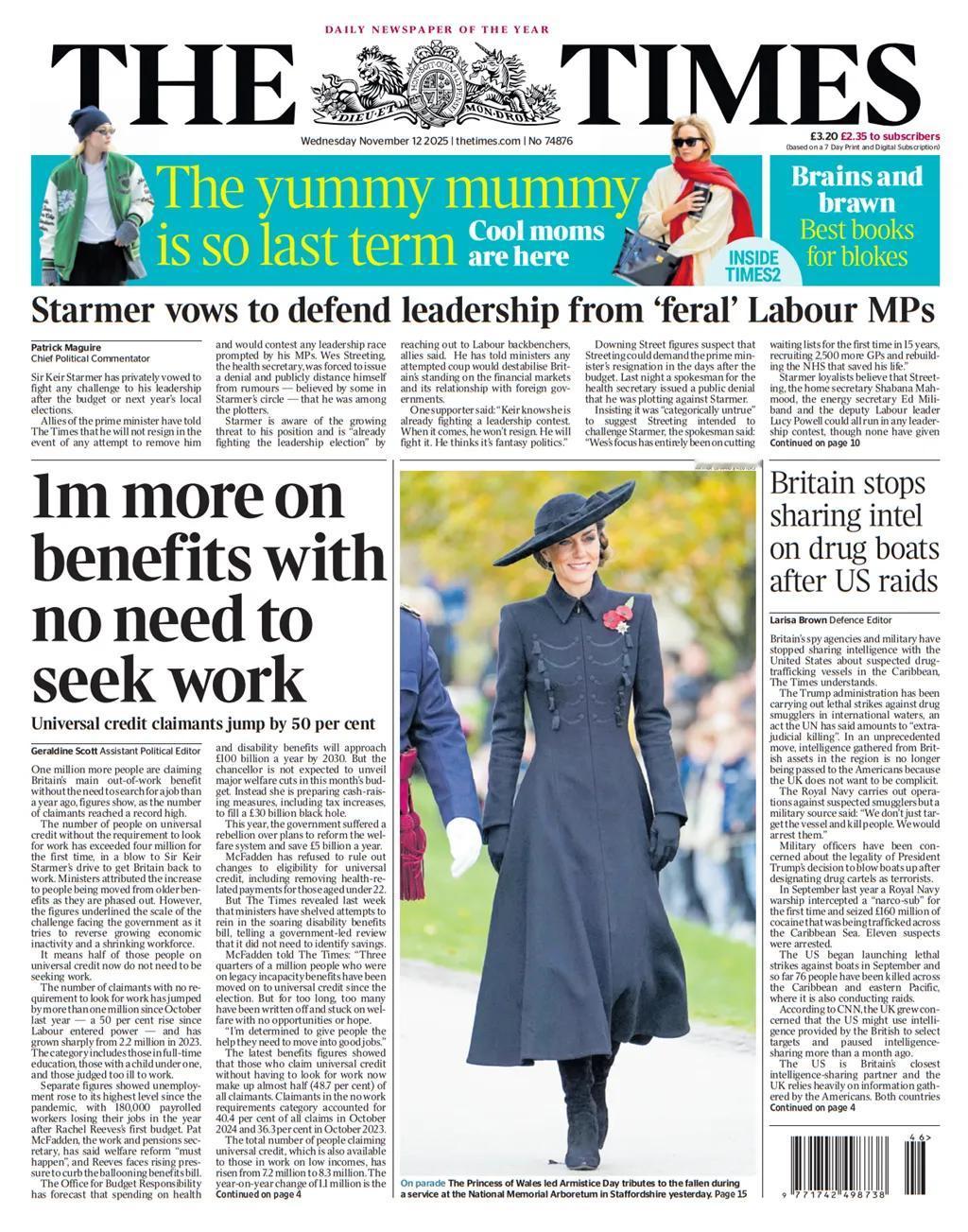 《泰晤士报》写道，领取英国全民信贷且无需找工作的英国人的数量首次超过了四百万。