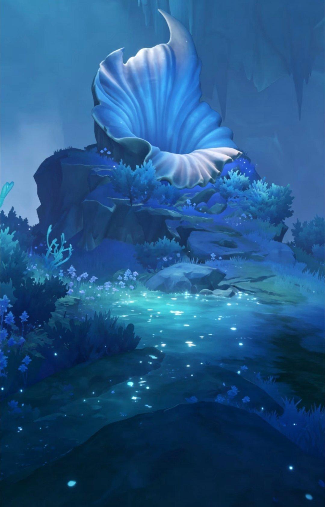 原神[超话]原神，原神至冬原摄 ，原神至冬 至冬深海秘境，汐歌洞窟的蓝色浪漫。原