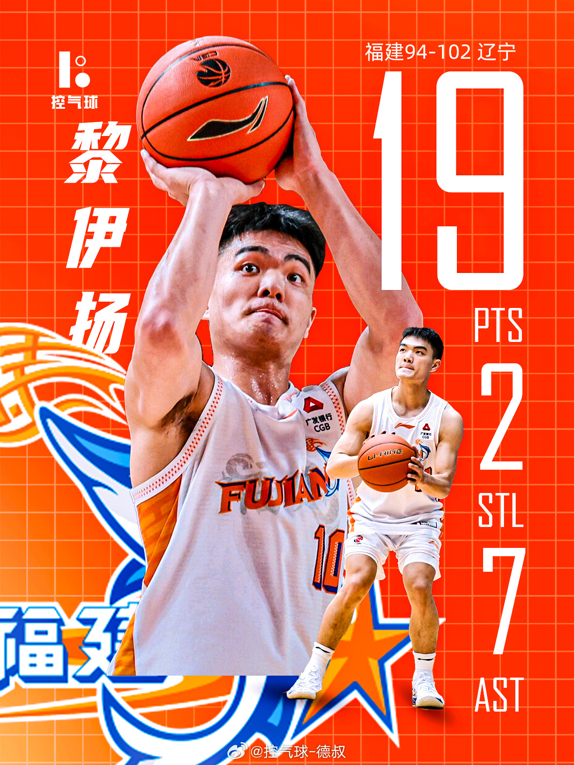 辽宁102-94力克福建！黎伊扬依旧亮眼，19分7助攻2抢断，组织+防守一把抓，