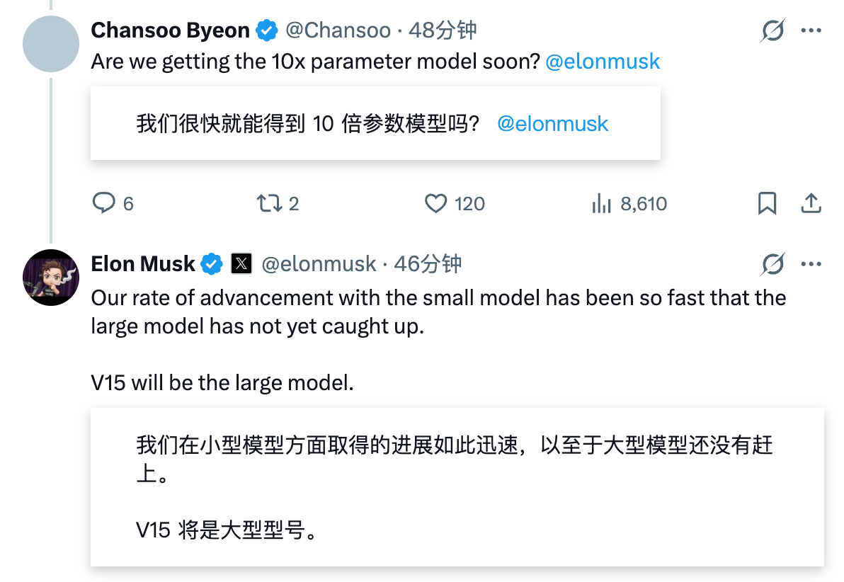 Elon Musk：特斯拉在小模型上的迭代速度极快，以致于 scaling 大模