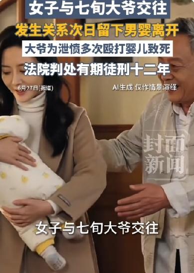 女子与73岁大爷发生关系后丢下自己8个月的儿子后消失，大爷为泄愤将婴儿打死，判刑
