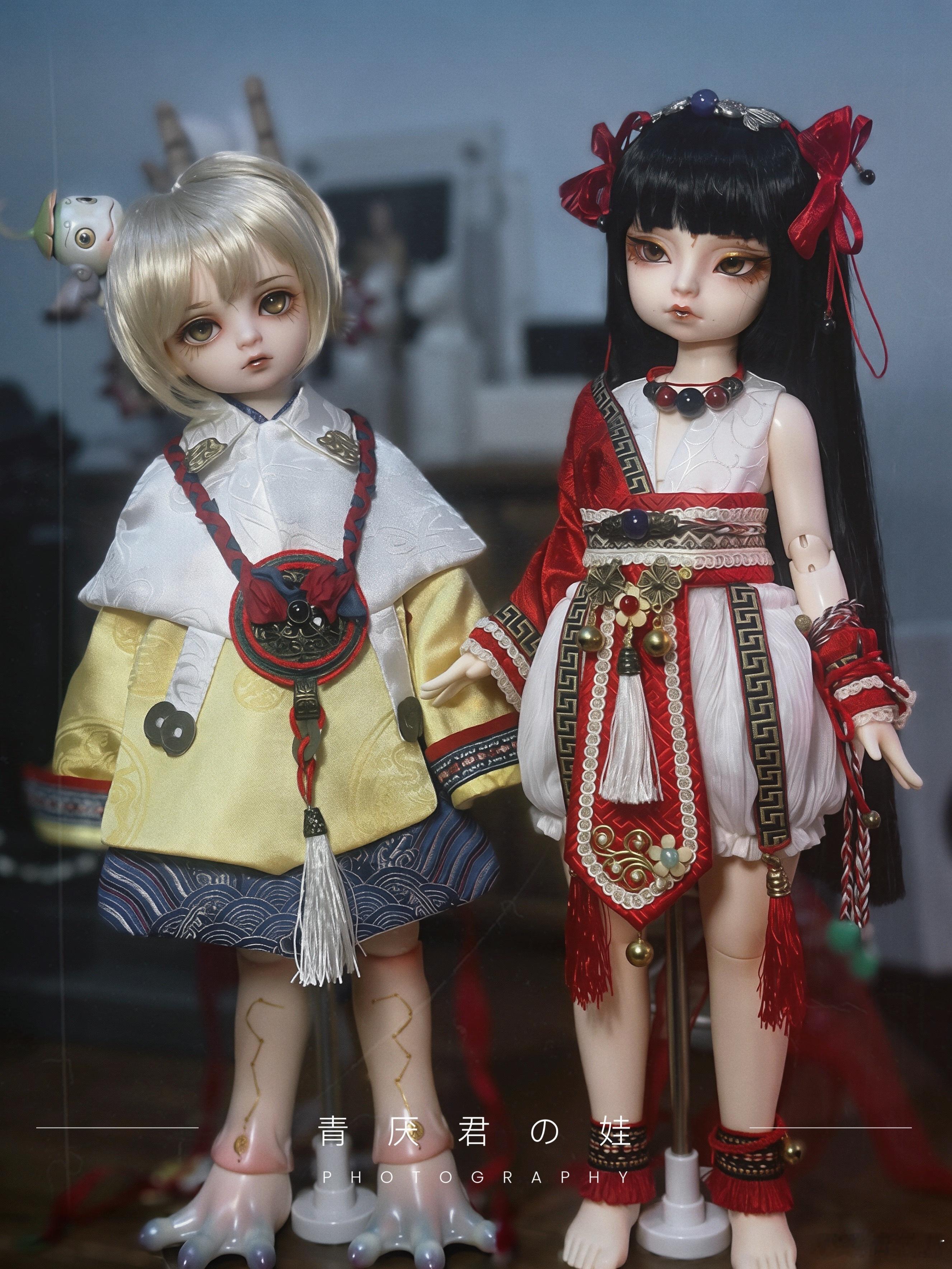 bjd  我的上古神兽系列终于集齐了。金蝉-红绫-饕餮之女-貔貅之子