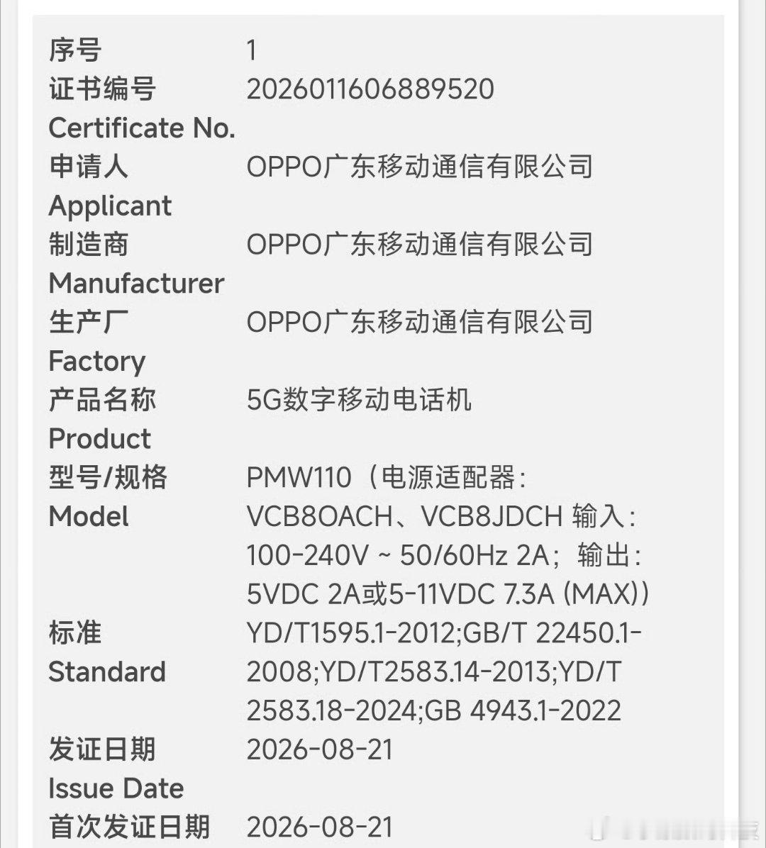 独家新闻OPPO下一代旗舰已通过国家通信网…