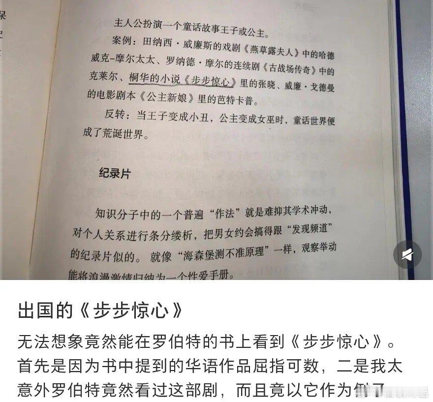 刘诗诗的步步惊心还是太权威了，罗伯特麦基的《人物》里居然提到了《步步惊心》，而且