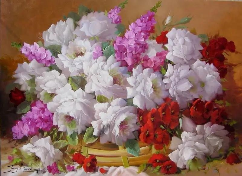 巴西画家Jorge Maciel，他的花卉静物画以其独特的艺术风格和深邃的内涵，