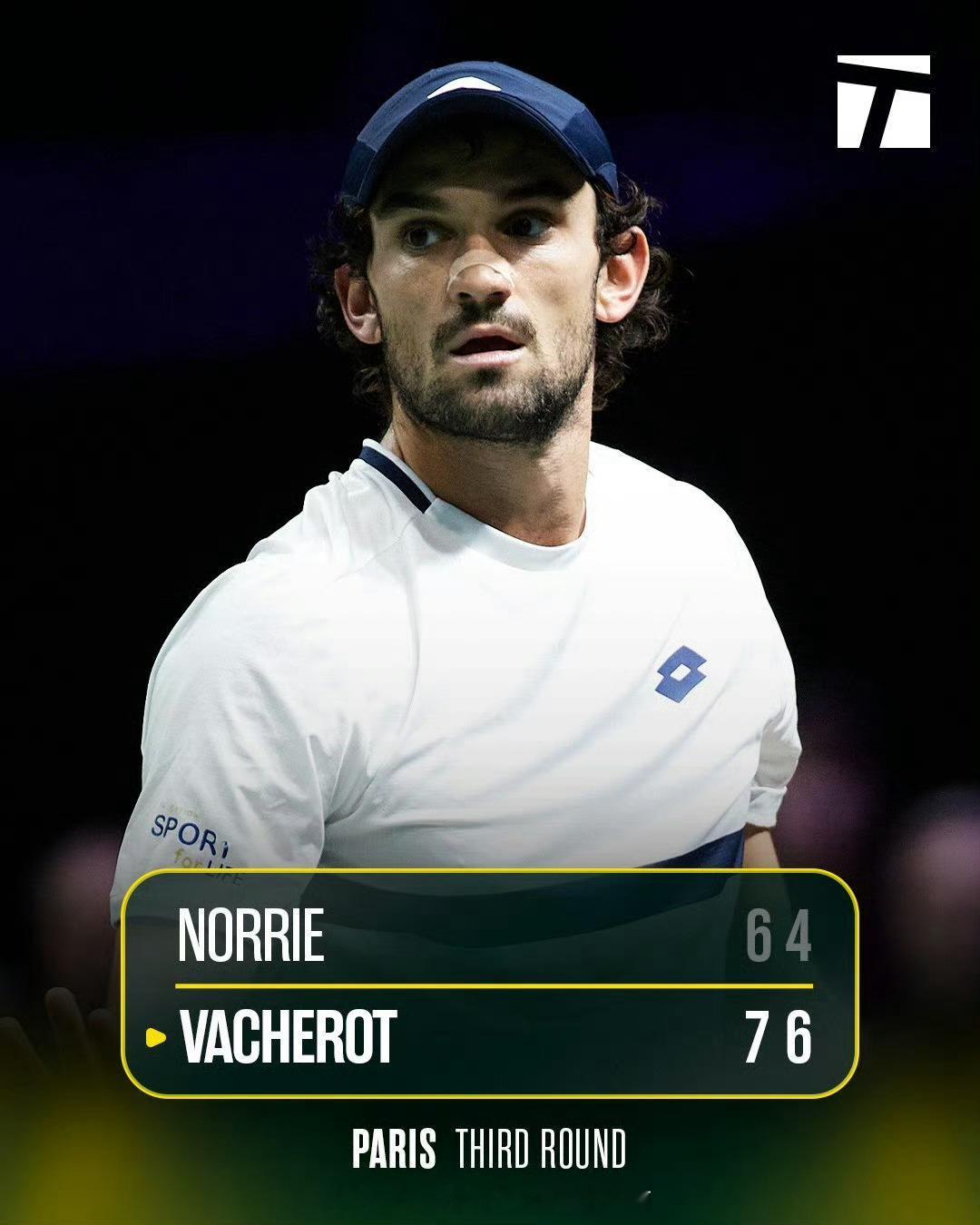 📢瓦舍罗大师赛12连胜 ​📍【ATP巴黎ATP】第三轮🎾瓦舍罗2-0（7-