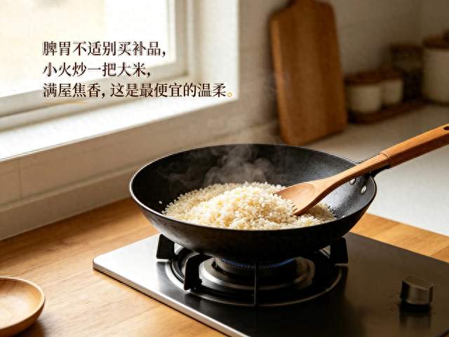 脾胃不适别买补品，小火炒一把大米，满屋焦香，这是最便宜的温柔