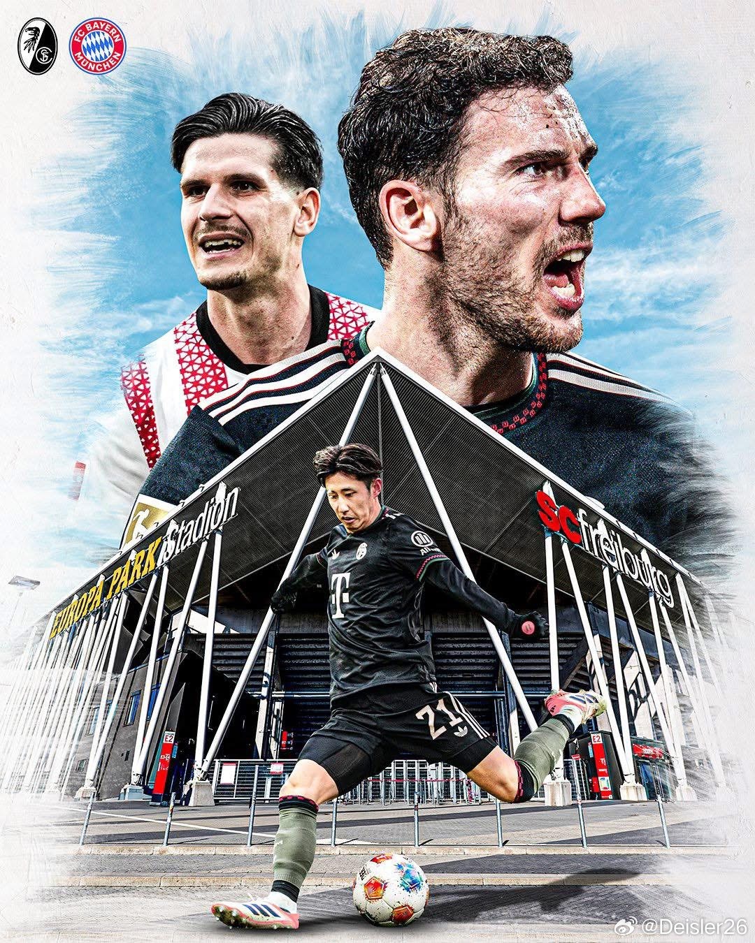 🚨今晚𝟮𝟭:𝟯𝟬-𝟮𝟯:𝟯𝟬分，德甲联赛——弗頼堡🆚拜仁慕尼