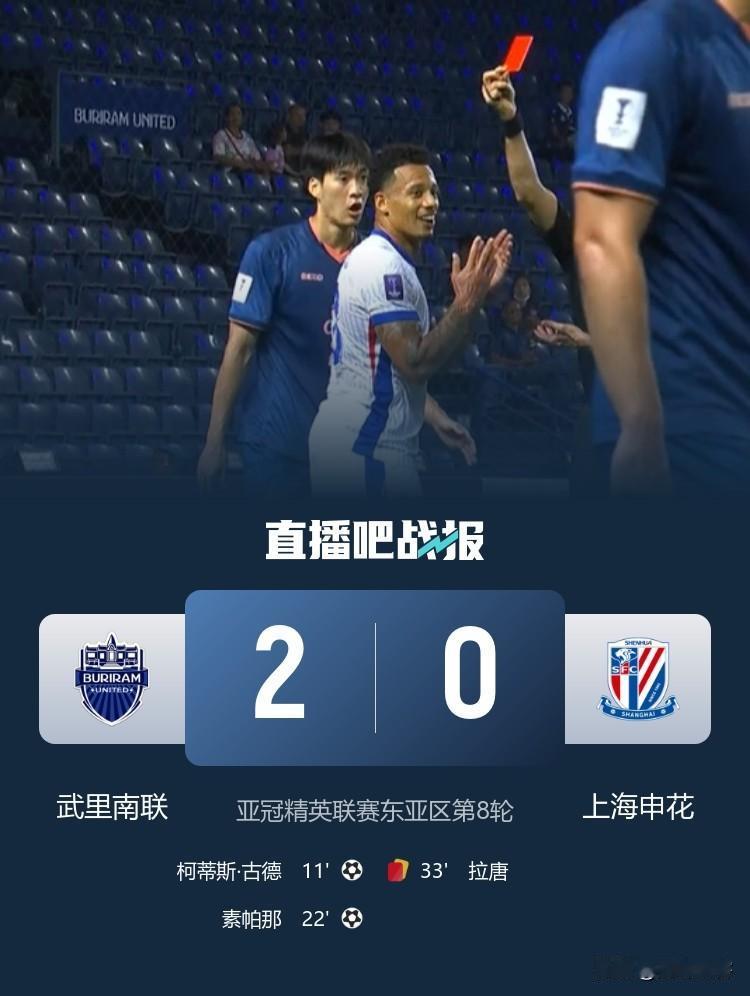 毫无意外，难见奇迹！泰超霸主武里南仅用二十分钟便结束战斗，中超亚军上海申花以完败
