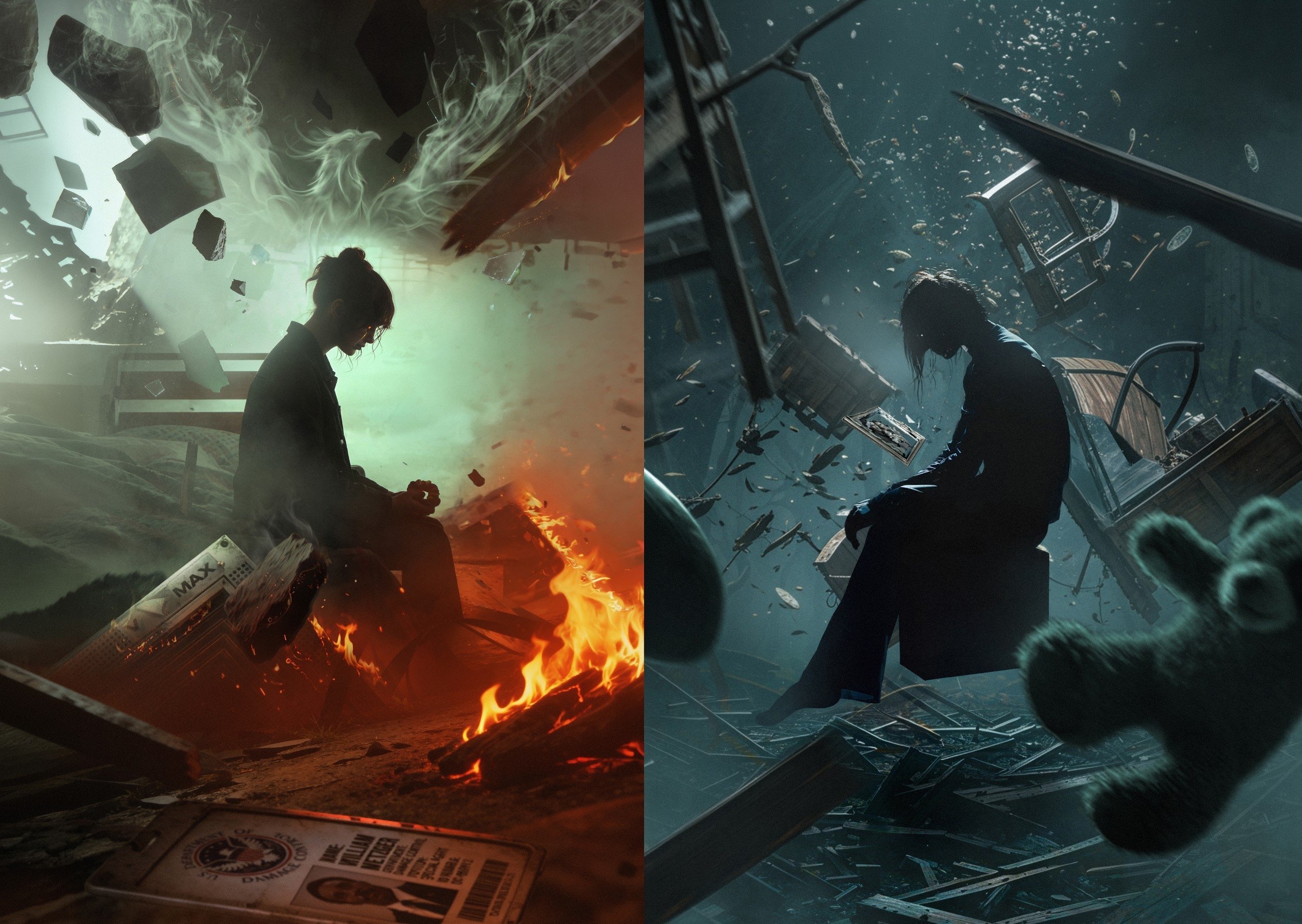 琴·葛蕾&鲍勃，两个破碎的人饭制图仅供娱乐，原作者BossLogic 