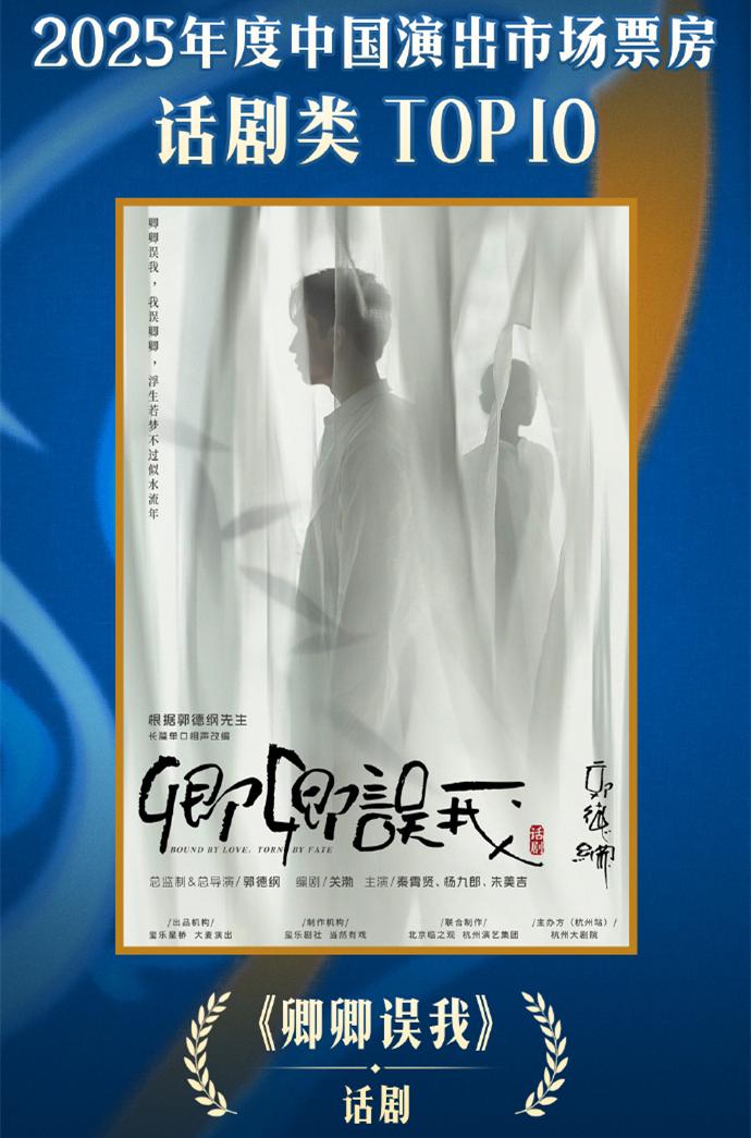 秦霄贤主演话剧，拿下年度票房TOP10，老秦事业逐渐重回巅峰！德云社话剧《卿卿误