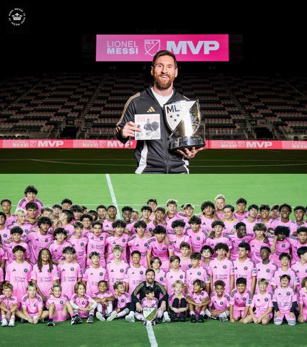 🎖 梅西在获得 MVP 奖后对迈阿密国际青训学院孩子们说的感言🥹："首先，感